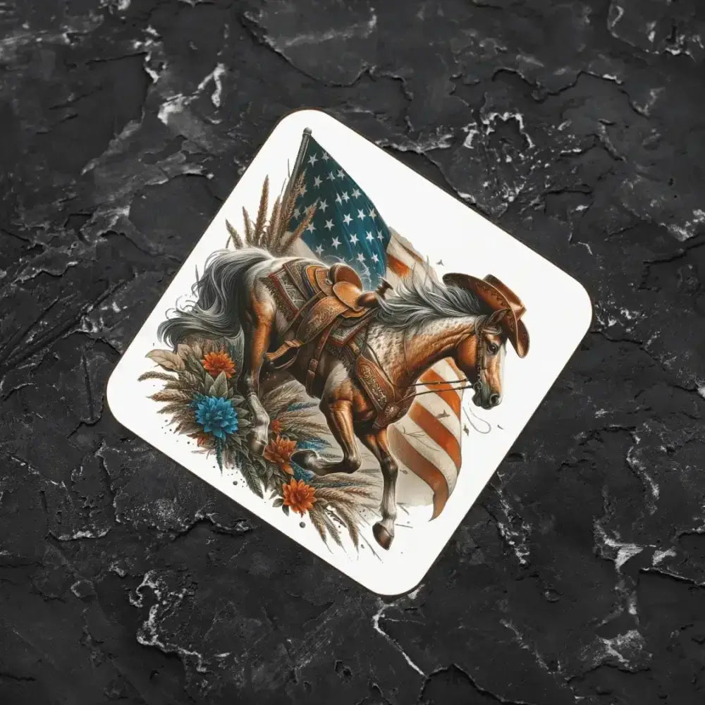 Patriotic Horse Beverage Bar Coaster, Western Bar Accessories - The Best New Thing