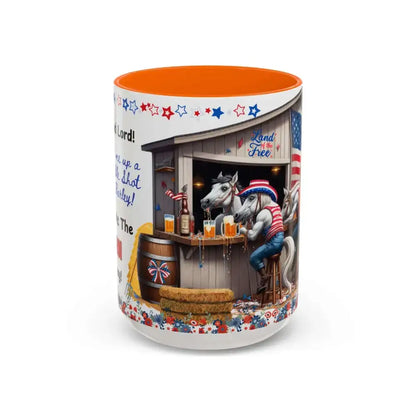 Patriotic Horse-Themed Country Coffee Mug Independence Day Tipsy Song Mug for Country Lovers | Funny Gift Idea - 15oz
