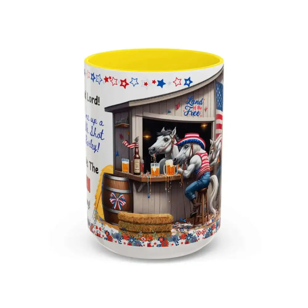 Patriotic Horse-Themed Country Coffee Mug Independence Day Tipsy Song Mug for Country Lovers | Funny Gift Idea - Mugs