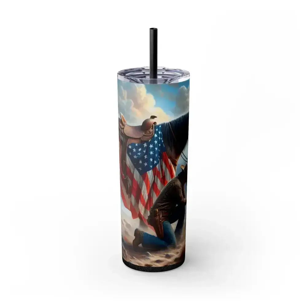 Patriotic Praying Cowboy, American Flag Skinny Tumbler Patriotic Gifts - The Best New Thing