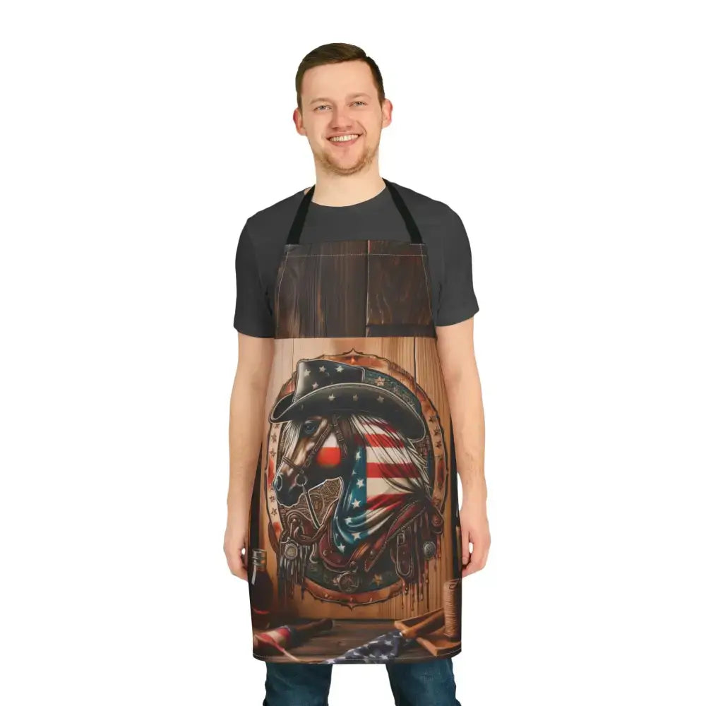 Patriotic Western Apron Cowboy Cooking BBQ Apron Gift Grilling BBQ Gift Unique BBQ Apparel Accessories - Apron