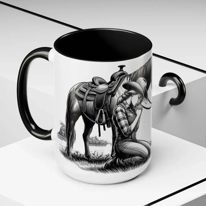 Praying Cowgirl Horse Love Inspirational Coffee Mug Rustic Western and Country Kitchen Decor 15oz - Mugs