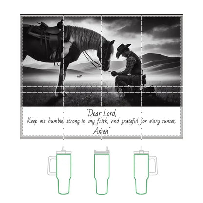 Praying Inspirational Cowboy, Thermal Tumbler, Stainless Steel Mug - The Best New Thing