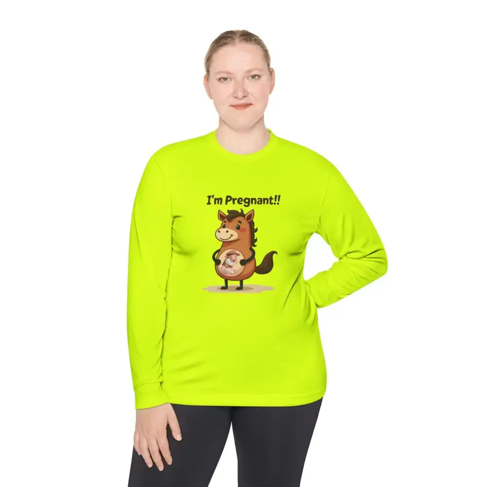 Pregnant Horse Cartoon Long Sleeve Tee Horse Humor Shirt Cowgirl Maternity Gifts - Long-sleeve
