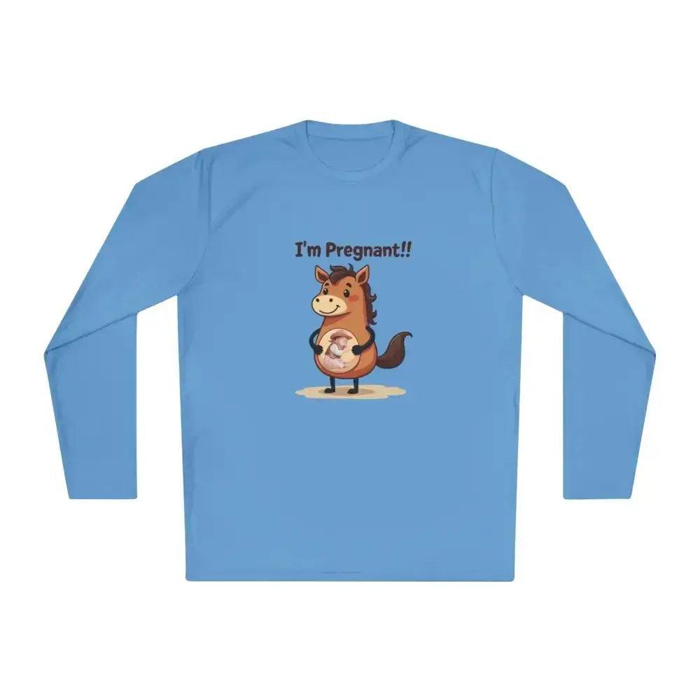 Pregnant Horse Cartoon Long Sleeve Tee, Horse Humor Shirt, Cowgirl Maternity Gifts - The Best New Thing