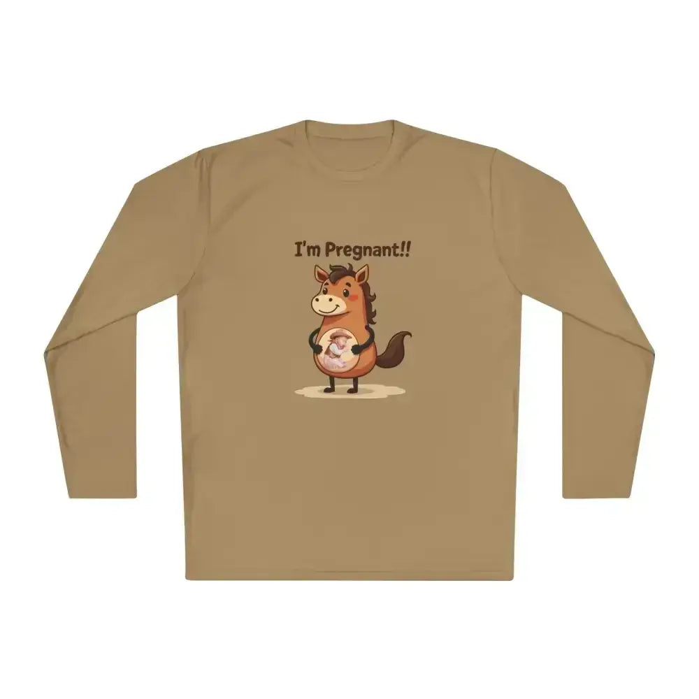 Pregnant Horse Cartoon Long Sleeve Tee, Horse Humor Shirt, Cowgirl Maternity Gifts - The Best New Thing