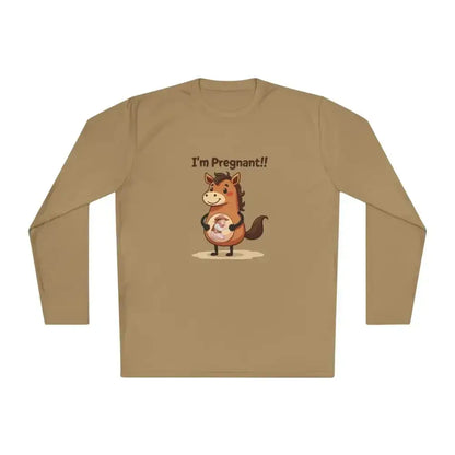 Pregnant Horse Cartoon Long Sleeve Tee, Horse Humor Shirt, Cowgirl Maternity Gifts - The Best New Thing