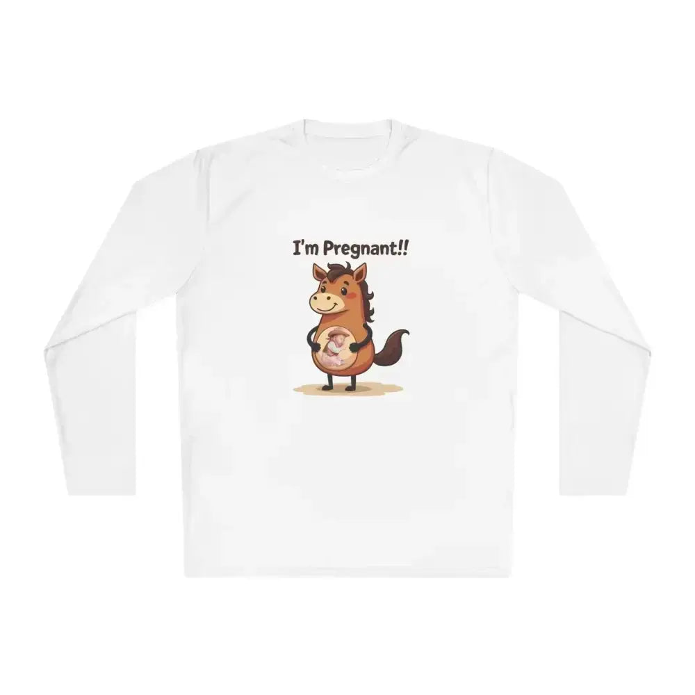 Pregnant Horse Cartoon Long Sleeve Tee, Horse Humor Shirt, Cowgirl Maternity Gifts - The Best New Thing