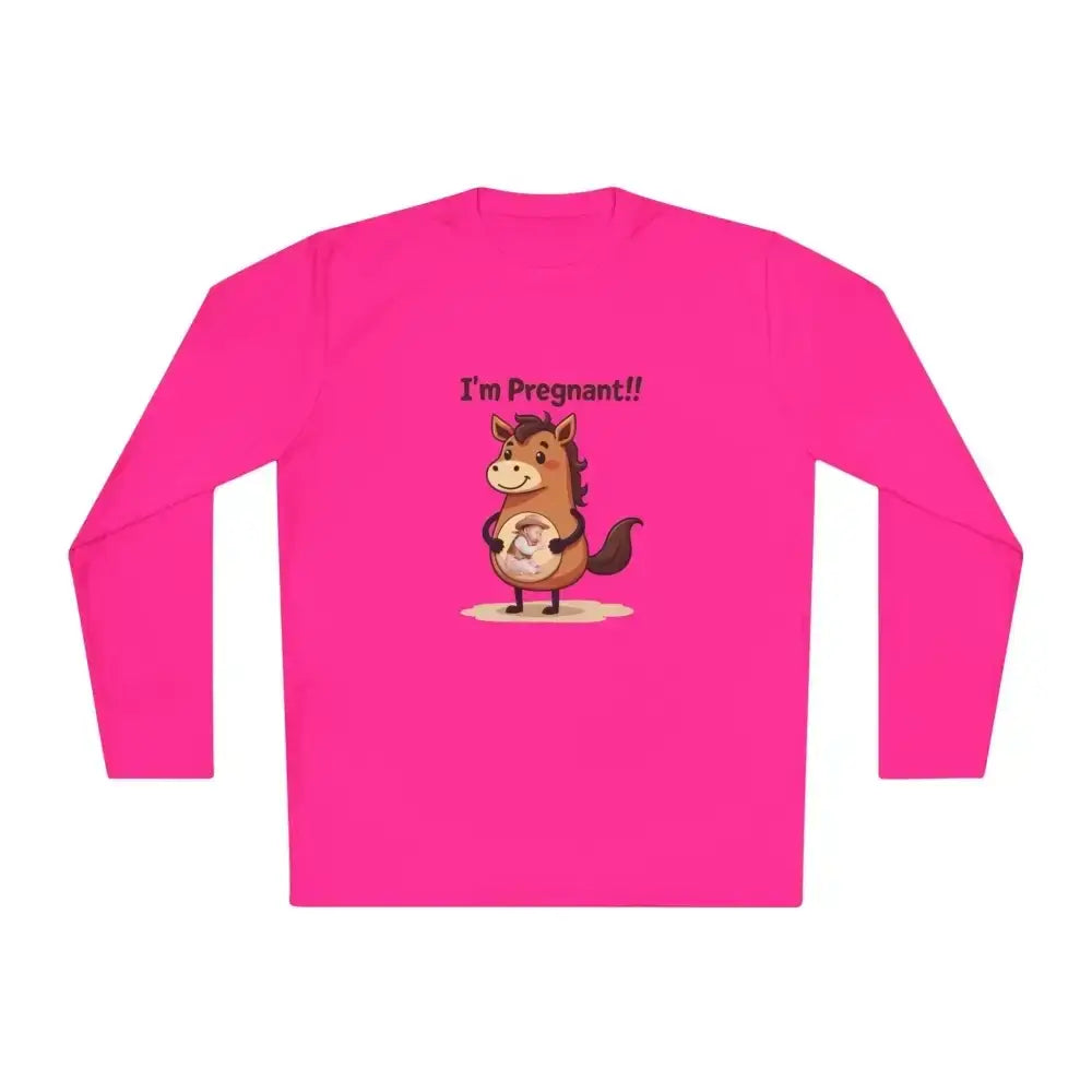 Pregnant Horse Cartoon Long Sleeve Tee, Horse Humor Shirt, Cowgirl Maternity Gifts - The Best New Thing