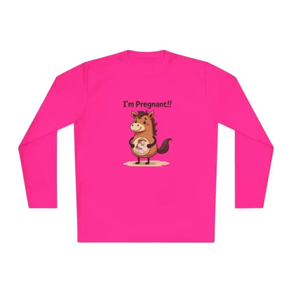 Pregnant Horse Cartoon Long Sleeve Tee, Horse Humor Shirt, Cowgirl Maternity Gifts - The Best New Thing