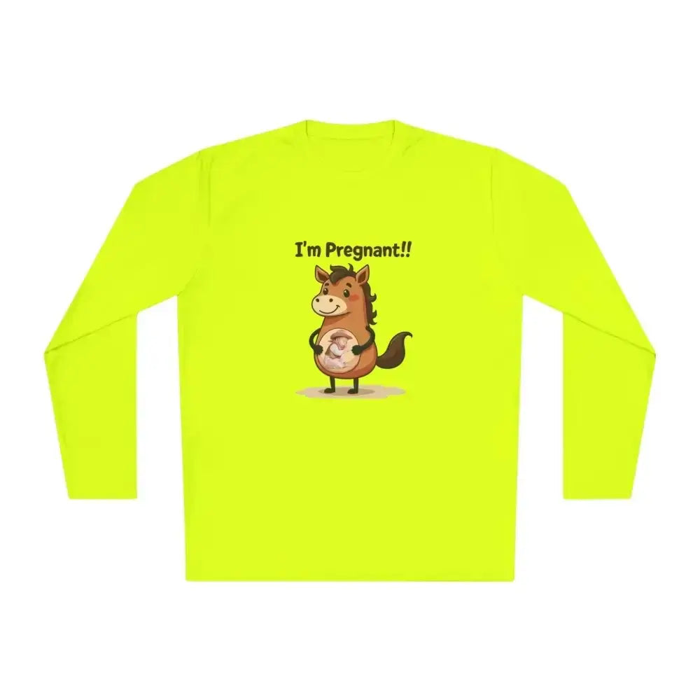 Pregnant Horse Cartoon Long Sleeve Tee, Horse Humor Shirt, Cowgirl Maternity Gifts - The Best New Thing