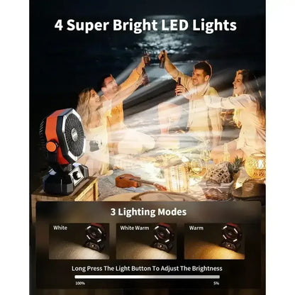 Rechargeable Portable Fan, 8 Speed, 4 LED Lantern, 20000mAh Battery - The Best New Thing