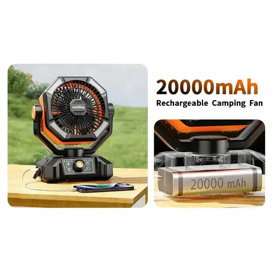 Rechargeable Portable Fan, 8 Speed, 4 LED Lantern, 20000mAh Battery - The Best New Thing