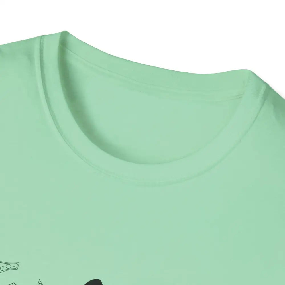 Close-up of the Reining Horse T-Shirt showcasing the collar design and soft mint fabric for Western horse apparel.