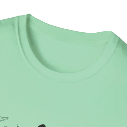 Close-up of the Reining Horse T-Shirt showcasing the collar design and soft mint fabric for Western horse apparel.