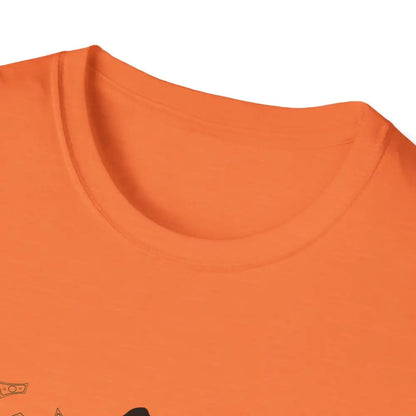 Reining Horse T-Shirt in bright orange color showcasing the neckline and fabric detail.