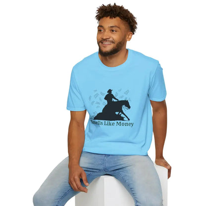 Reining Horse T-Shirt featuring a humorous design with a rider, perfect for horse trainers and Western-themed events.