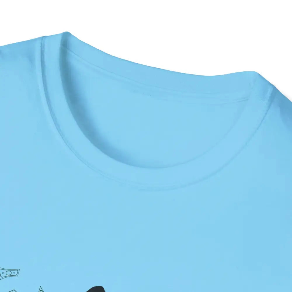 Close-up of a Reining Horse T-Shirt showcasing the soft fabric and classic neckline design in blue.