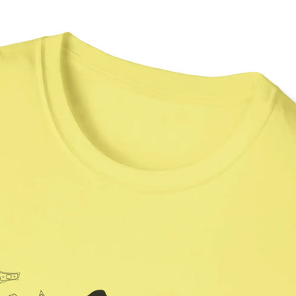 Reining Horse T-Shirt close-up view showing the yellow fabric and round neckline for horse trainers and enthusiasts.