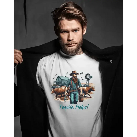 Rustic Farmer T-Shirt with Cattle, Gift for Men, Cowboy T-Shirt - The Best New Thing