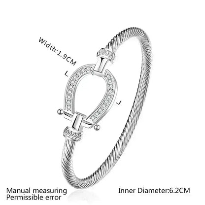 Silver Horseshoe Western Bangle Bracelet Fashion Jewelry - The Best New Thing