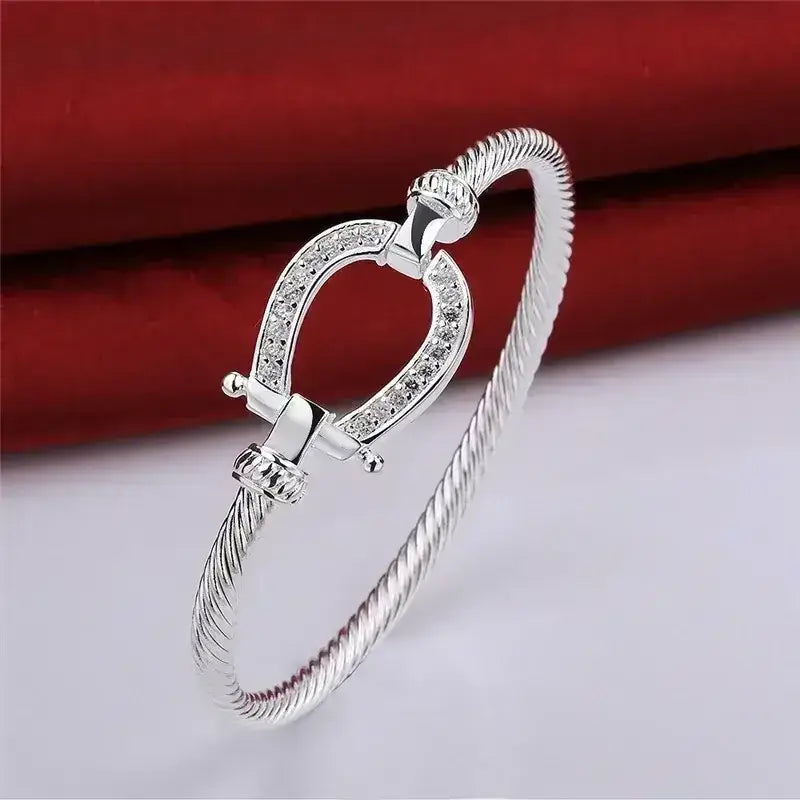 Silver Horseshoe Western Bangle Bracelet Fashion Jewelry - The Best New Thing