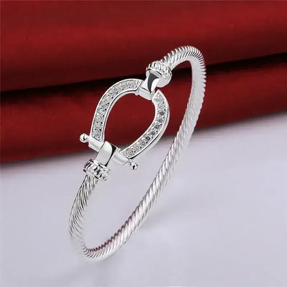 Silver Horseshoe Western Bangle Bracelet Fashion Jewelry - The Best New Thing