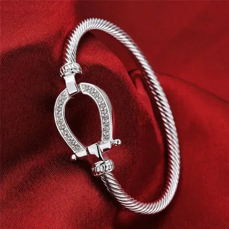 Silver Horseshoe Western Bangle Bracelet Fashion Jewelry - The Best New Thing