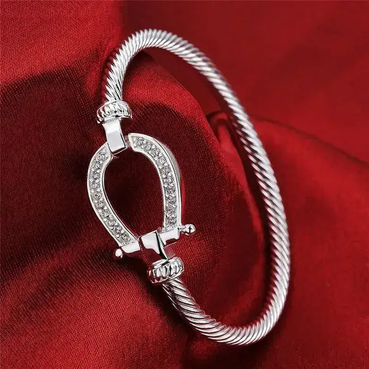 Silver Horseshoe Western Bangle Bracelet Fashion Jewelry - The Best New Thing