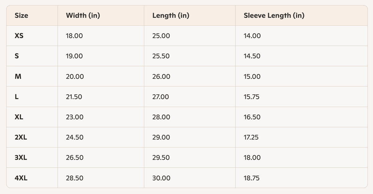 Size chart for Cowgirl Ride Giddy Up Ladies Tee with measurements for XS to 4XL.