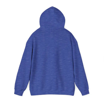 Back view of a unisex Party Hoodie in blue, made from a soft cotton-polyester blend, perfect for chilly weather.