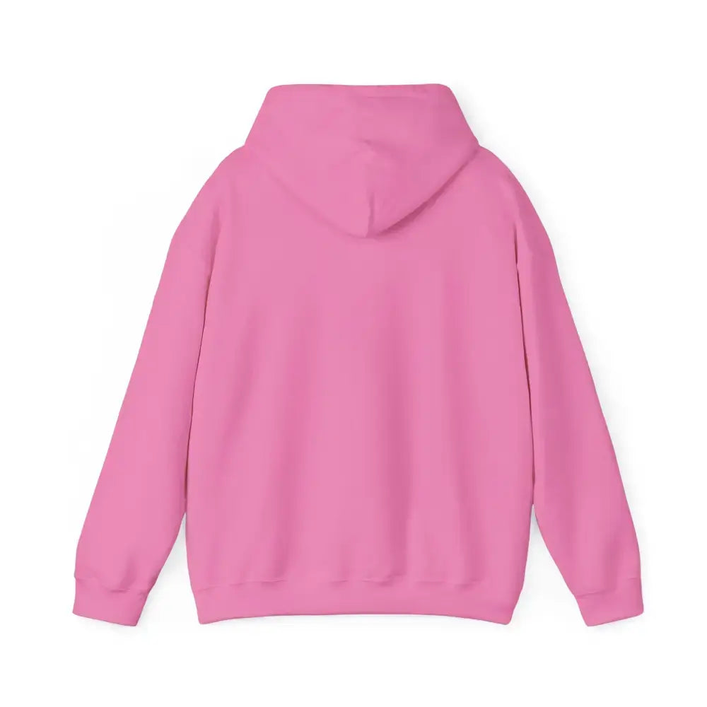Back view of a pink unisex Party Hoodie, showcasing soft fabric and hood design.
