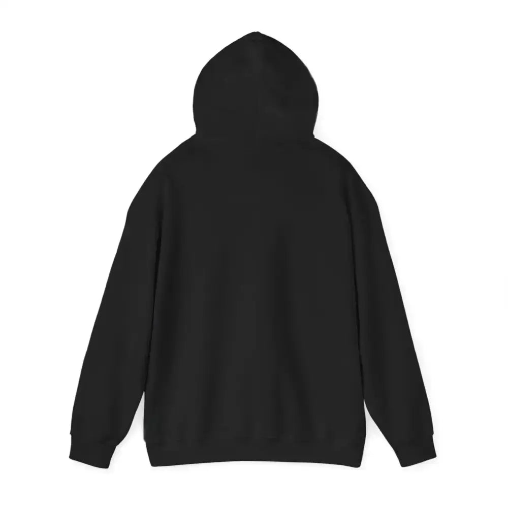 Back view of a black Party Hoodie for comfortable tailgate parties and cool farm evenings.