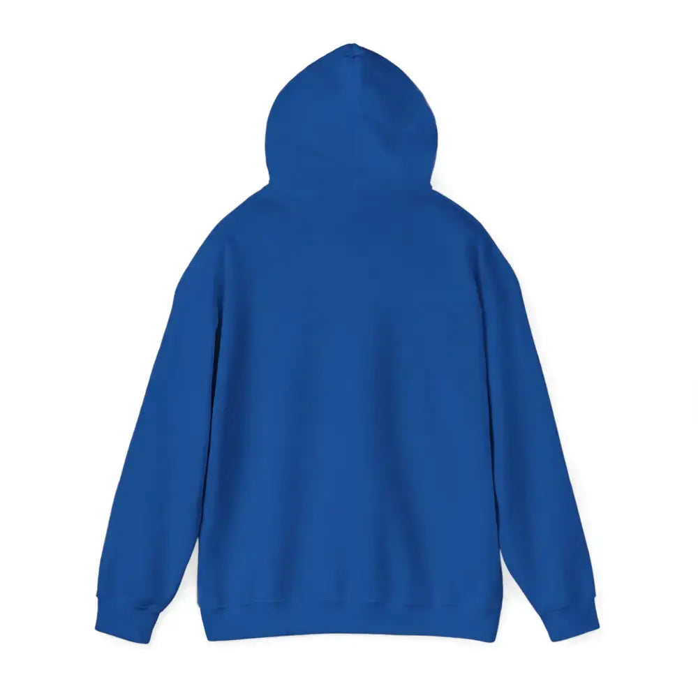 Back view of a blue Party Hoodie featuring a spacious fit and cozy design, ideal for tailgate parties and cool evenings.