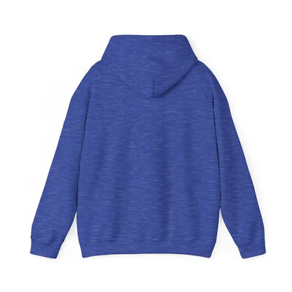 Back view of a blue Party Hoodie, showcasing the design and cozy fit for tailgate parties and cool farm evenings.