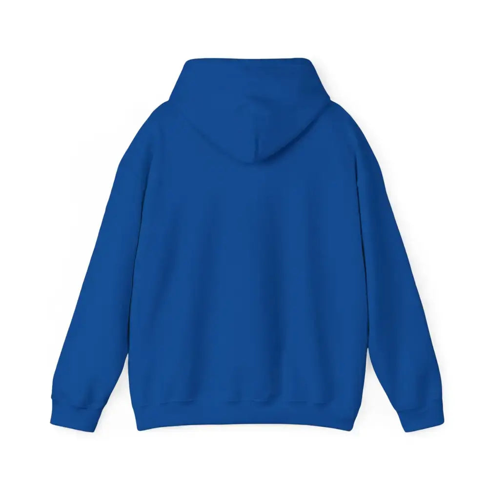 Back view of a blue Party Hoodie, ideal for tailgating and cool evenings on the ranch.