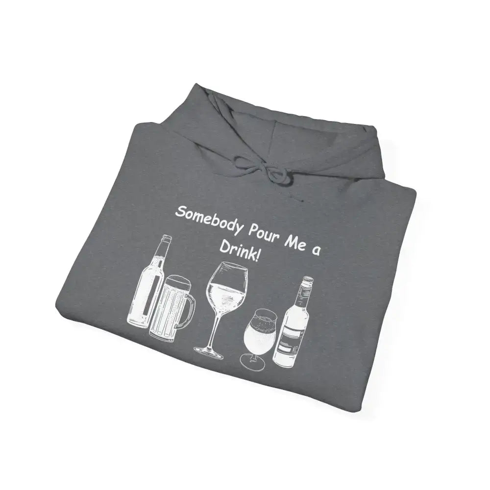 Party Hoodie featuring playful drink graphics, perfect for festive gatherings and casual outings.