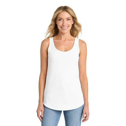 Country Tank Top worn by a smiling woman, showcasing a lightweight and stylish summer farm apparel.
