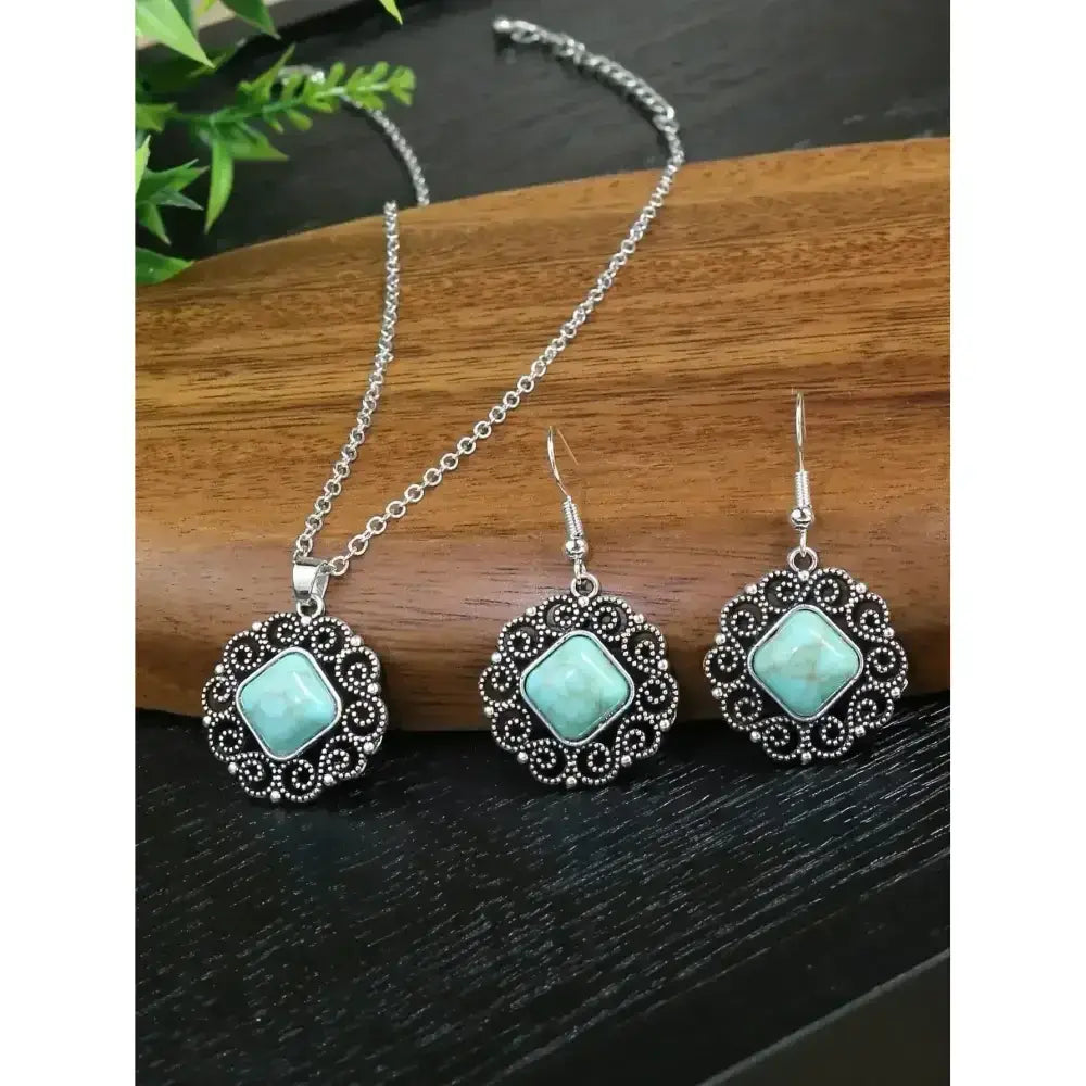 Turquoise Drop Earrings and Necklace Set, Perfect Jewelry Gift Idea - The Best New Thing