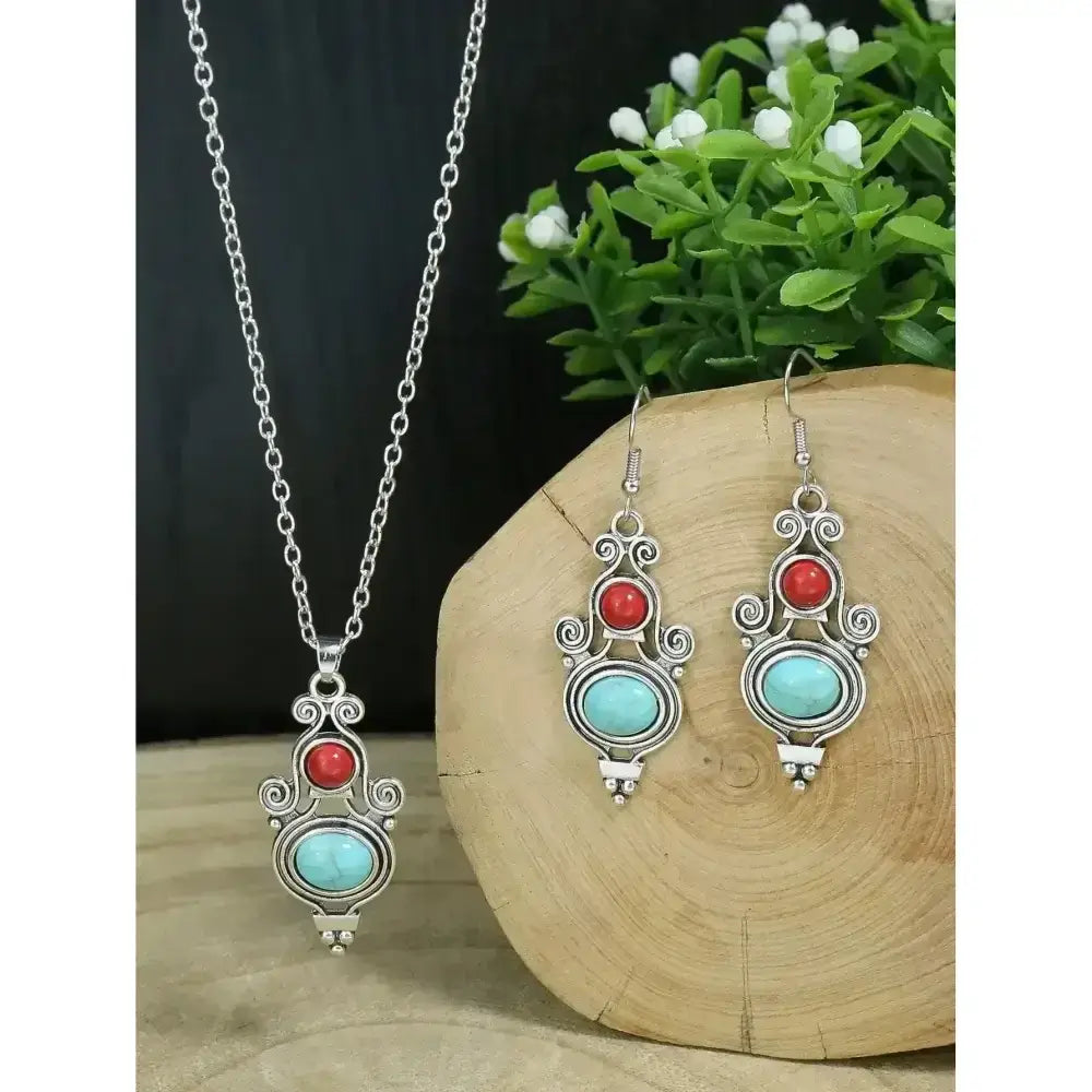 Turquoise Drop Earrings and Necklace Set, Perfect Jewelry Gift Idea - The Best New Thing