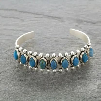 Vintage Western Turquoise Bracelet Tibet Bohemian Jewelry - Blue - Jewelry