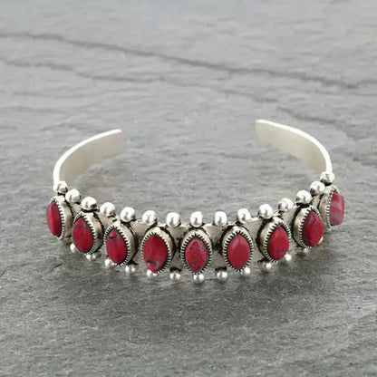 Vintage Western Turquoise Bracelet Tibet Bohemian Jewelry - RED - Jewelry