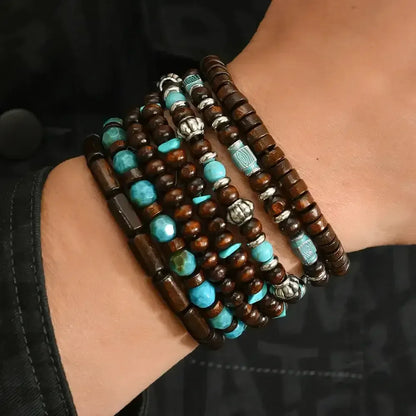 Western Bead Bracelets, Bracelet Sets, Turquoise Strand Bracelets, 7 pcs - The Best New Thing