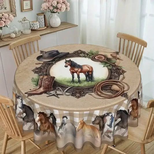 Western Cowboy Horse Round Tablecloth, Western Table Decor - The Best New Thing