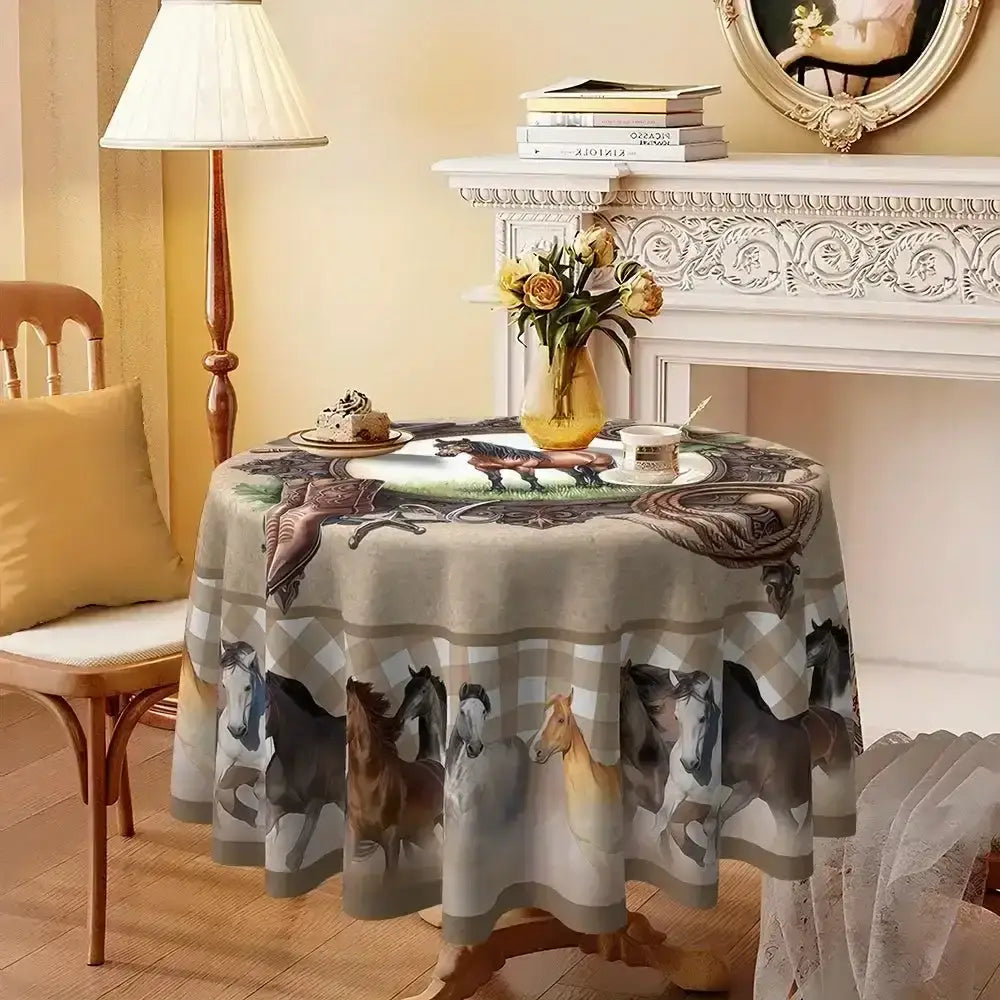 Western Table Decor, Cowboy Horse Round Tablecloth - The Best New Thing
