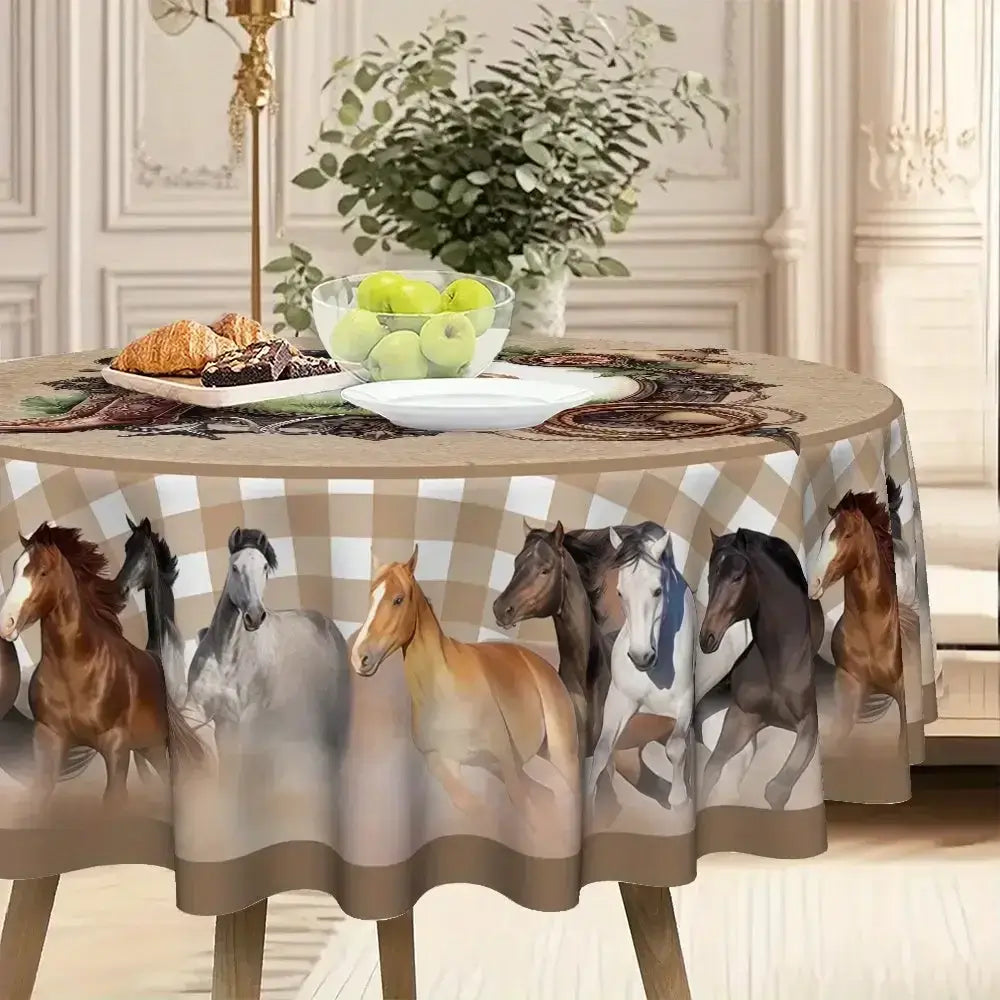 Western Table Decor, Cowboy Horse Round Tablecloth - The Best New Thing