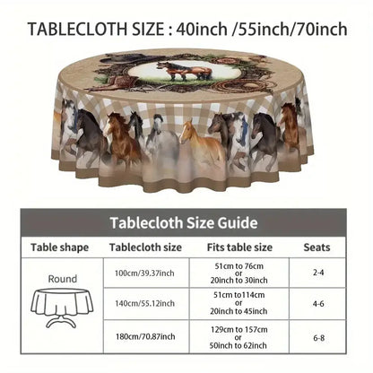 Western Table Decor, Cowboy Horse Round Tablecloth - The Best New Thing