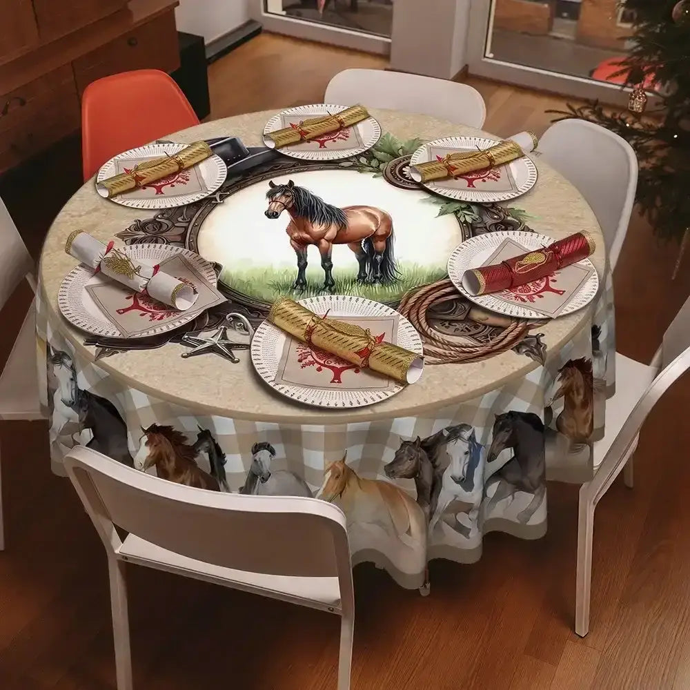 Western Table Decor, Cowboy Horse Round Tablecloth - The Best New Thing