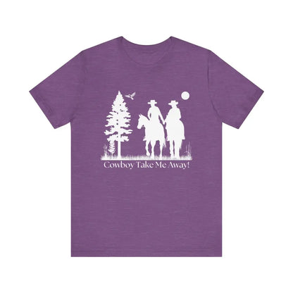 Western T-Shirt Couples Tee Country Style Women Short Sleeve Shirt Horse Lover Shirt - Heather Team Purple / XS