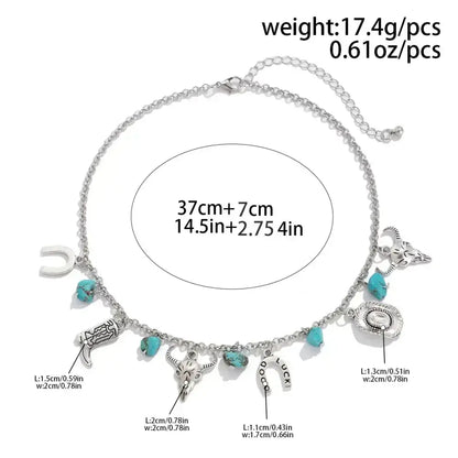 Western Turquoise Choker Necklace and Bracelet, Southwest Charms - The Best New Thing